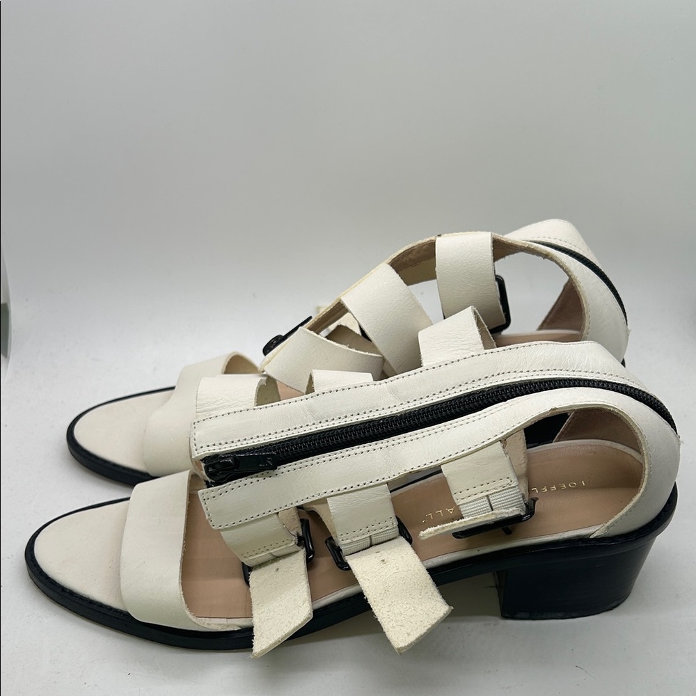Loeffler Randall Cream Leather Zipper Open Toe Gladiator Sandals Shoes *Size 10* - Picture 3 of 10